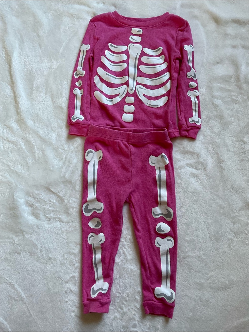Girls PINK Skeleton GLOW IN THE DARK Pajama Set